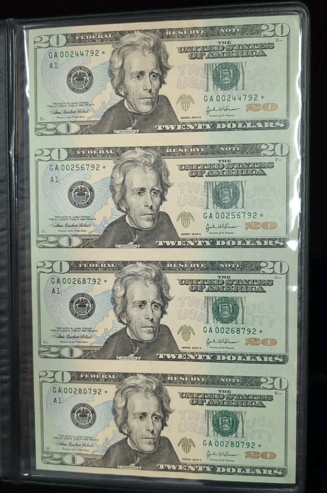 *World Reserve Monetary Exchange U.S. Government Uncut Sheet Of $20* STAR Notes - Image 1 of 4
