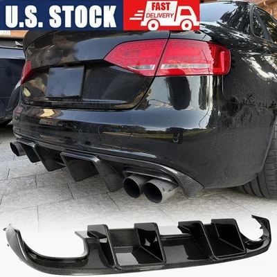 Подходит для Audi S4 B8 седан 2008-12 задний бампер диффузор кромка подбородок спойлер реальный углерод - Изображение 1 из 4