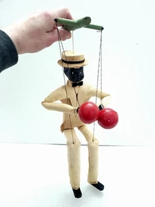 Vintage Black Americana Marionette Puppet 16" Flat Hand Made Folk Art LOOK/READ - Picture 1 of 15