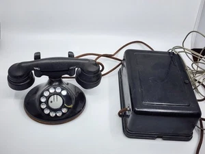 Antikes Western Elektro Telefon E1 Dreh Wählscheibe 30er Jahre mit Klingelbox KOMPLETT - Bild 1 von 6