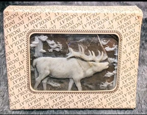 VINTAGE 1970'S Incolay Stone Elk Designer Belt Buckle Cameo 4WR In Original Box - Picture 1 of 9