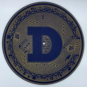 Dogecoin Logo 12" Inch Crypto Mat Slip Mat 1 Pair (2 Slipmats) 3mm Blue New - Picture 1 of 1