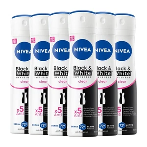 NIVEA Deodorant Black & White Invisible Clear Deo Spray, 6 x 150ml - Bild 1 von 3