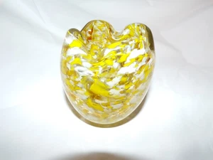 Vintage Brinn's Art Glas gelb-weiß Briefbeschwerer Vase 60er Jahre? - Bild 1 von 7