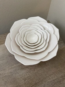 Cuencos anidadores vintage Whitney Smith flor loto 7 piezas crema - Imagen 1 de 20