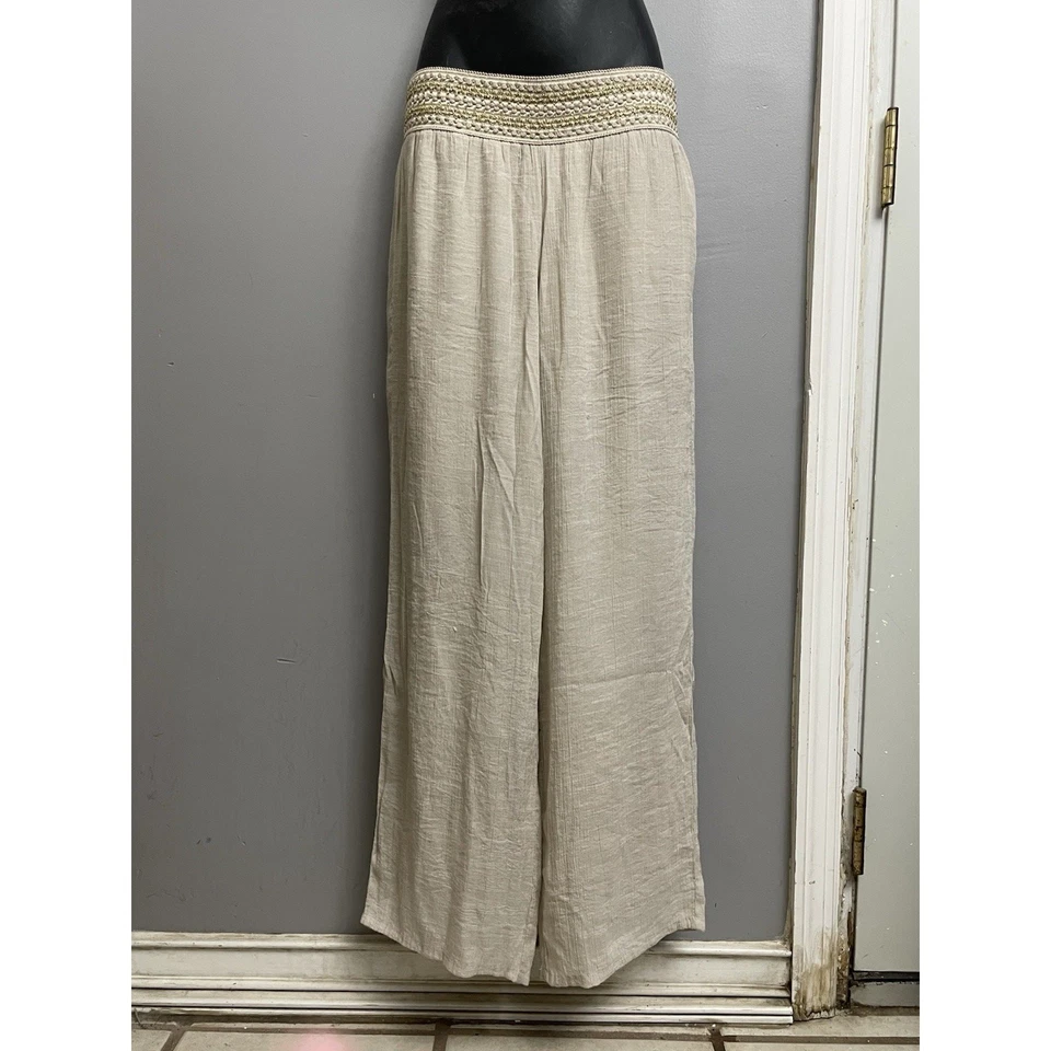 JM Collection beige rayon wide leg Dressing Womens, resort wear Size PS - Image 1 of 4