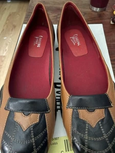 Crossing Pointe Red/Black Leather Darling Slip On Flats - Picture 1 of 7