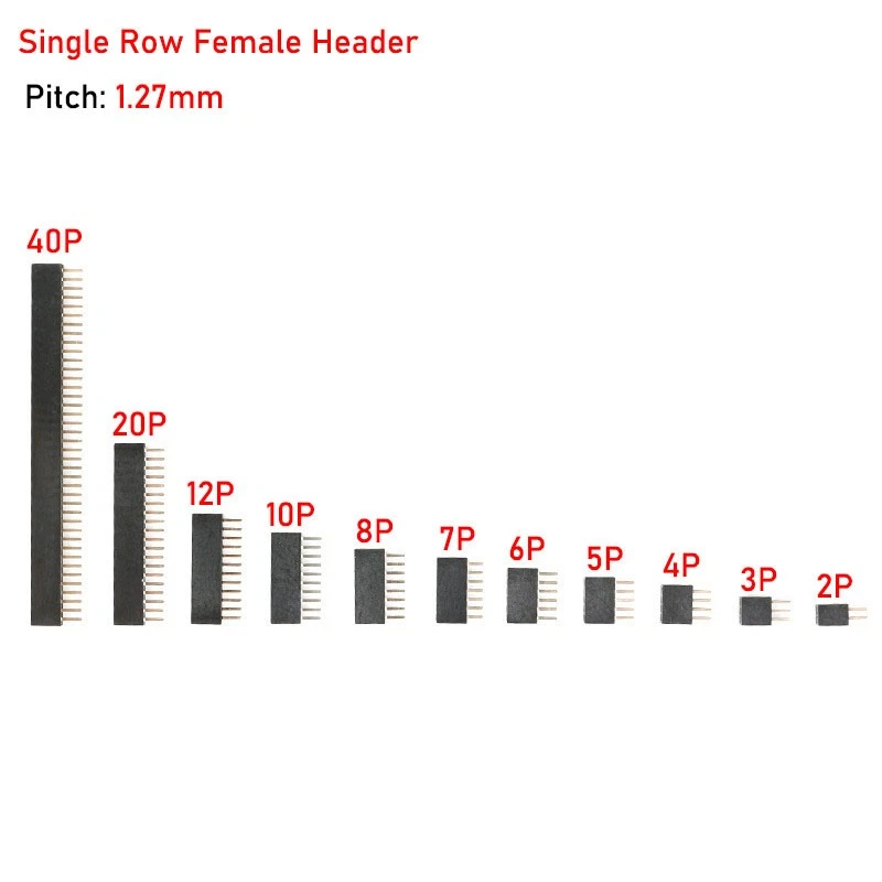 Double Row Connector 1.27mm Pitch 2P-40P PCB Male / Female Pin Header Single / - Image 1 of 4
