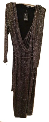 Vestido Negro (Bronce) con Brillos - Quiz - Adulto Mujer - Talla 12 - Muy Bueno Foto 1 de 3