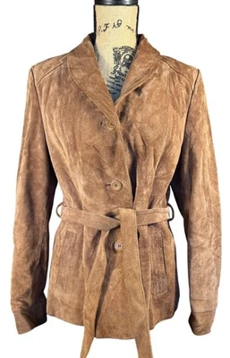 Vintage Brown Suede Womens Blazer Jacket By Bermans Size 14 - Image 1 of 4