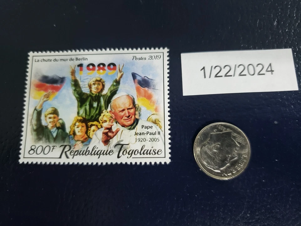 Selo Papa João Paulo II Chefe da Igreja Católica 2019 República Togolaise - Imagem 1 de 1
