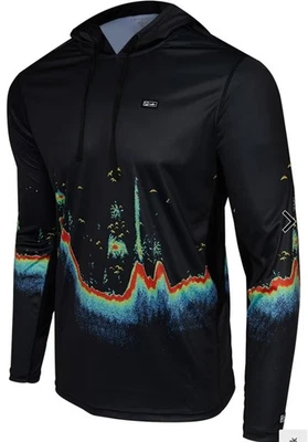 Camisa de pesca con capucha Pelagic Vaportex Sonar negra 50+ UPF NUEVA CON ETIQUETAS 3xl Foto 1 de 4