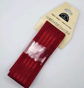 Hallmark Expressions Red Fabric Ribbon 1 1/2" 4 Yards - Picture 1 of 2