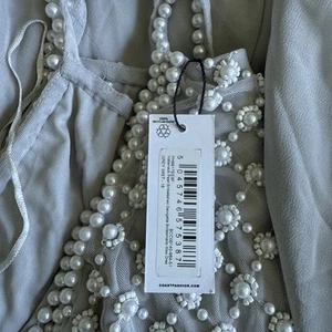 Coast Womens Halterneck Maxi Dress Grey Pearl Sequin Embellished Wedding 18/16 - Picture 1 of 6