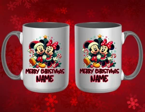 Personalisierter Kaffeebecher Frohe Weihnachten Mickey Mouse 15 Unzen - Bild 1 von 1
