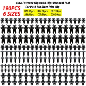 190Pcs / Kit Auto Fastener Plastic Fastener Rivet Car Push Pin Rivet Trim Clips - Picture 1 of 6