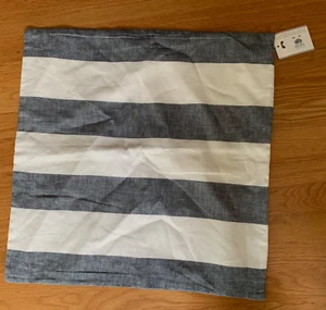 Funda de almohada Pottery Barn Classic a rayas negra blanca 22 x 22" lino algodón nueva con etiquetas - Imagen 1 de 6