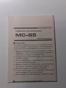 MC-85 KENWOOD MANUAL USUARIO ORIGINAL INGLES B50-4094-08 - Zdjęcie 1 z 2