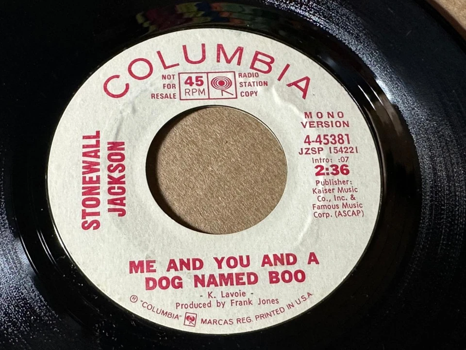 STONEWALL JACKSON Columbia PROMO ME AND YOU AND A DOG NAMED BOO NM-   LISTEN Foto 1 de 1
