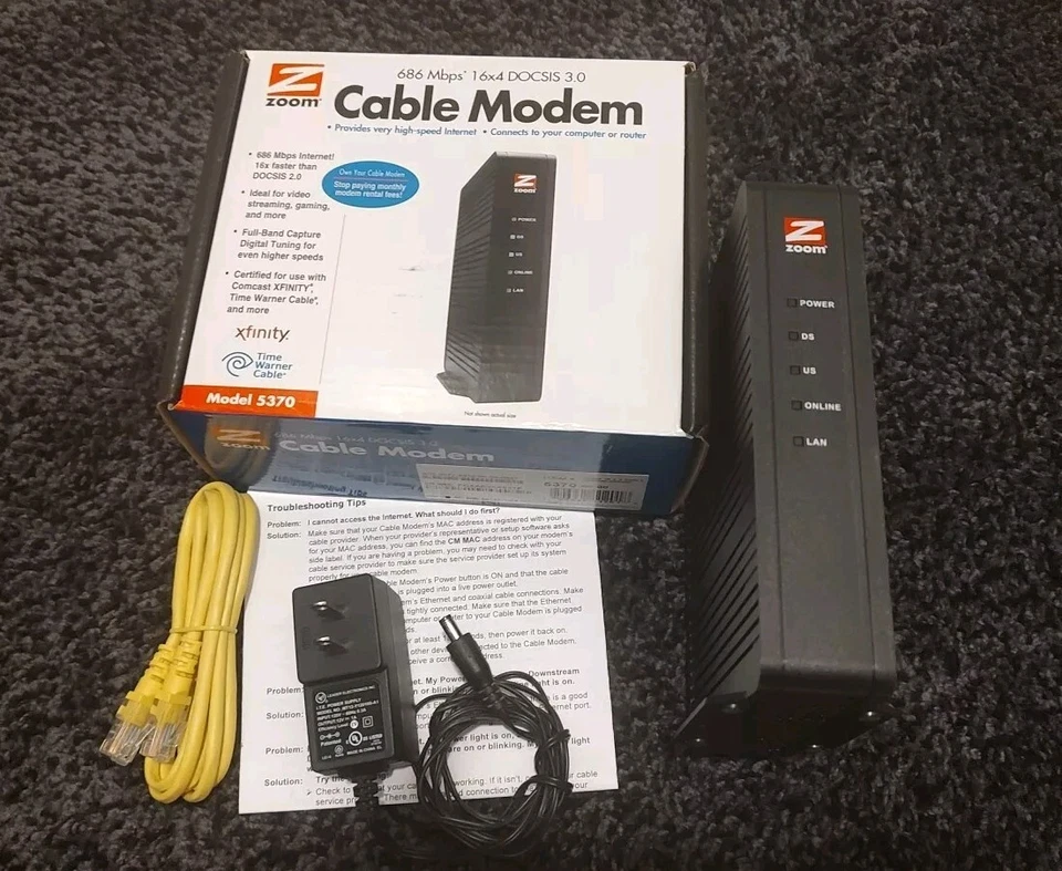 ZOOM Cable Modem Model 5370: 686 Mbps* 16x4 DOCSIS 3.0 Tested - Image 1 of 4