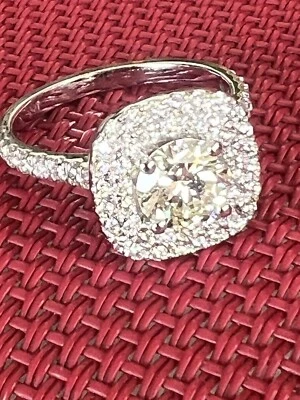 5.5 White gold Vera Wang Halo Custom Made Ring Pav & Broom Paperwork Appraisal - Image 1 of 4