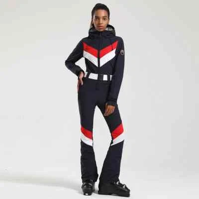 Women One Piece Ski Suits Winter Snowboard Jumpsuit Waterproof Windproof Thicken - Image 1 of 4