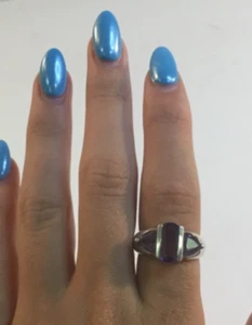 Vintage Sterling and 3 Amethyst Stone Ring Size 6.5 - Imagen 1 de 6