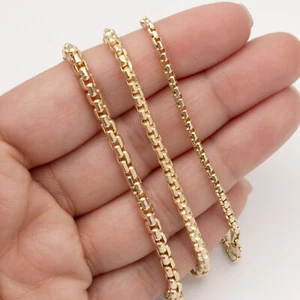 10K Yellow Gold Round Box Link Bracelet All Sizes - Picture 1 of 6