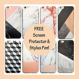 Marble Rock Wood Pattern Gel Case Cover for Apple iPhone 5 5S SE 6 6S Plus 7 - Picture 1 of 22