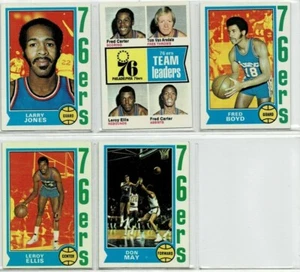 LOT OF 5  PHILADELPHIA 76ers 1974-75 TOPPS  Basketball Cards  IN  EXC-NMT - Bild 1 von 2