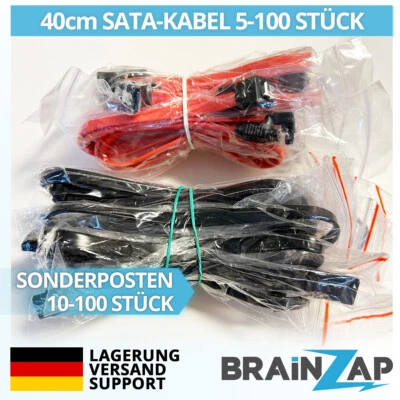 10-100 Stück Sata Kabel PC Rot/Schwarz 40-45cm für HDD SSD Sonderposten - Bild 1 von 4