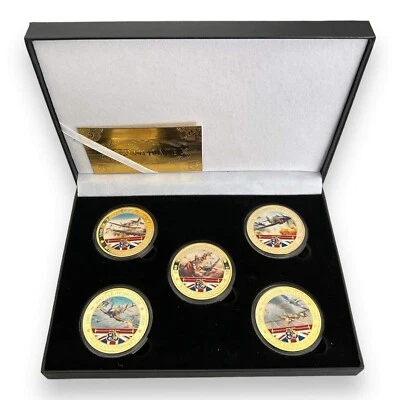 The Battle Of Britain WW2 Gold Coin Set / RAF plane Set / Spitfire World War II - Image 1 of 4