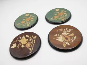 Vintage Italian Wooden Lacquered Coasters (4) Notturno Sorrento Italy 3.75" - Picture 1 of 5
