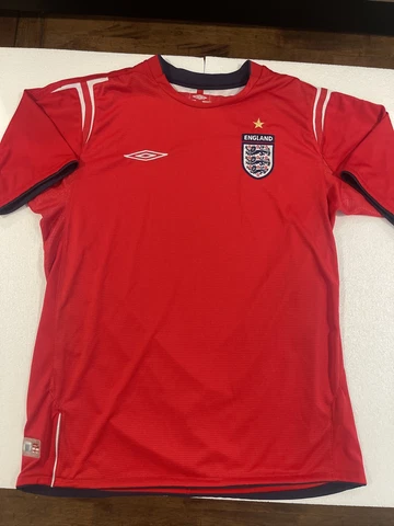 England 2004-2006 Away Football Shirt Soccer Jersey Umbro size Large Red Cover