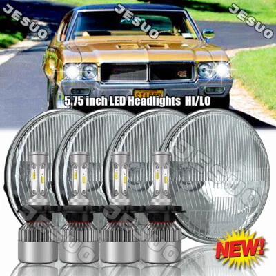 For Buick GS 455 1970-1972 Round 4pcs 5-3/4 5.75"inch LED-Halo Headlights Beam Foto 1 de 4