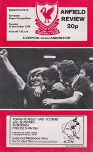 LIVERPOOL v ANDERLECHT 1978/79 EUROPEAN SUPER CUP PROGRAMME - Picture 1 of 1