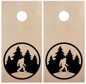Bigfoot  in Tree Line Circle Cornhole Board Decals V10 | 22" Sasquatch  | Vinyl - Picture 1 of 4