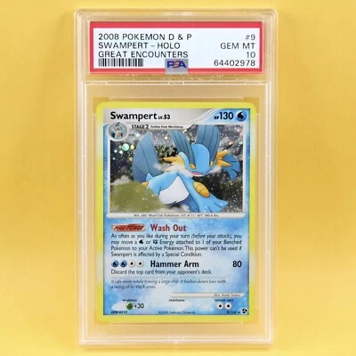 Swampert 9 Holo Pokemon Great Encounters 2008 Card Graded PSA 10 Gem Mint CGC - Image 1 of 2