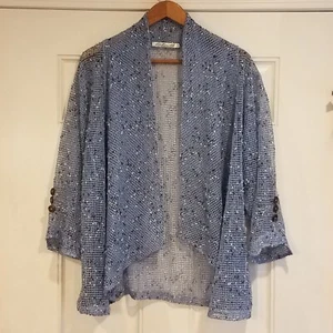 Lulu-B Nobby Textured Mesh  3/4 Sleeve Swimsuit Cover-Up  sz Large Blue JJ11 - Picture 1 of 10