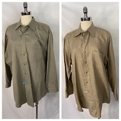 TWO Paul Fredrick Dress Shirt Gray Black Vertical Bengal Stripe Mens Size 17/35 - Image 1 of 4