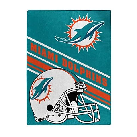 NFL Miami Dolphins Raschel Throw Blanket, 60" x 80", Slant Cover