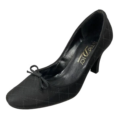DELMAN Studio Black Fine Stitch Bow High Heel Pump Shoes Size 6 1/2 M 100008 - Image 1 of 4