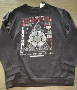 boys NEW NWT GRAY CHRISTMAS SPORTS SWEATSHIRT TOP FOOTBALL SIZE 14/15 - Picture 1 of 1
