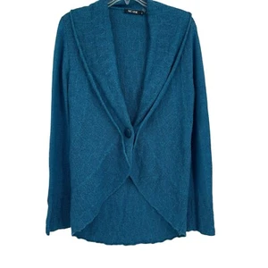 Rachel Zoe Damen One Button Ruffle Front Cardigan Pullover Blau-Grün Gr. M - Bild 1 von 10