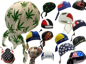 Skull Cap Paisley Du Rag Head Wrap Motorcycle Biker Do Doo Bandana Headwrap Flag - Imagen 1 de 21