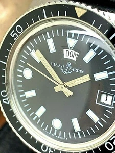 Ulysse Nardin Men's Watch Diver Automatic Vintage 70'S Day Date 37mm Black Dial - Picture 1 of 13