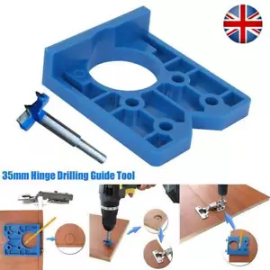 UK 35mm Concealed Hinge Hole Jig For Kitchen Cabinet Doors With Drill Bit Tools - Picture 1 of 14