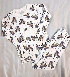 Hanna Andersson Pajama Set Girls 120 6 7 Multicolor 2 Pc Long Sl Roller Skates - Picture 1 of 9