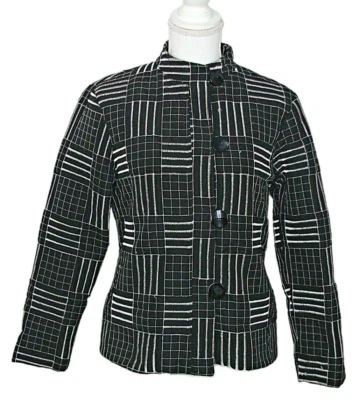 Blazer Analogy Petites Mujer Talla PM Bordado Negro Blanco Manga Larga Chaqueta Foto 1 de 4