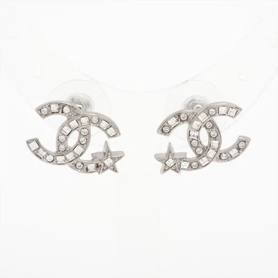 Chanel Coco Mark Star C21S Piercing jewelry (for both ears) GP×Rhinestone Silver - Image 1 of 4